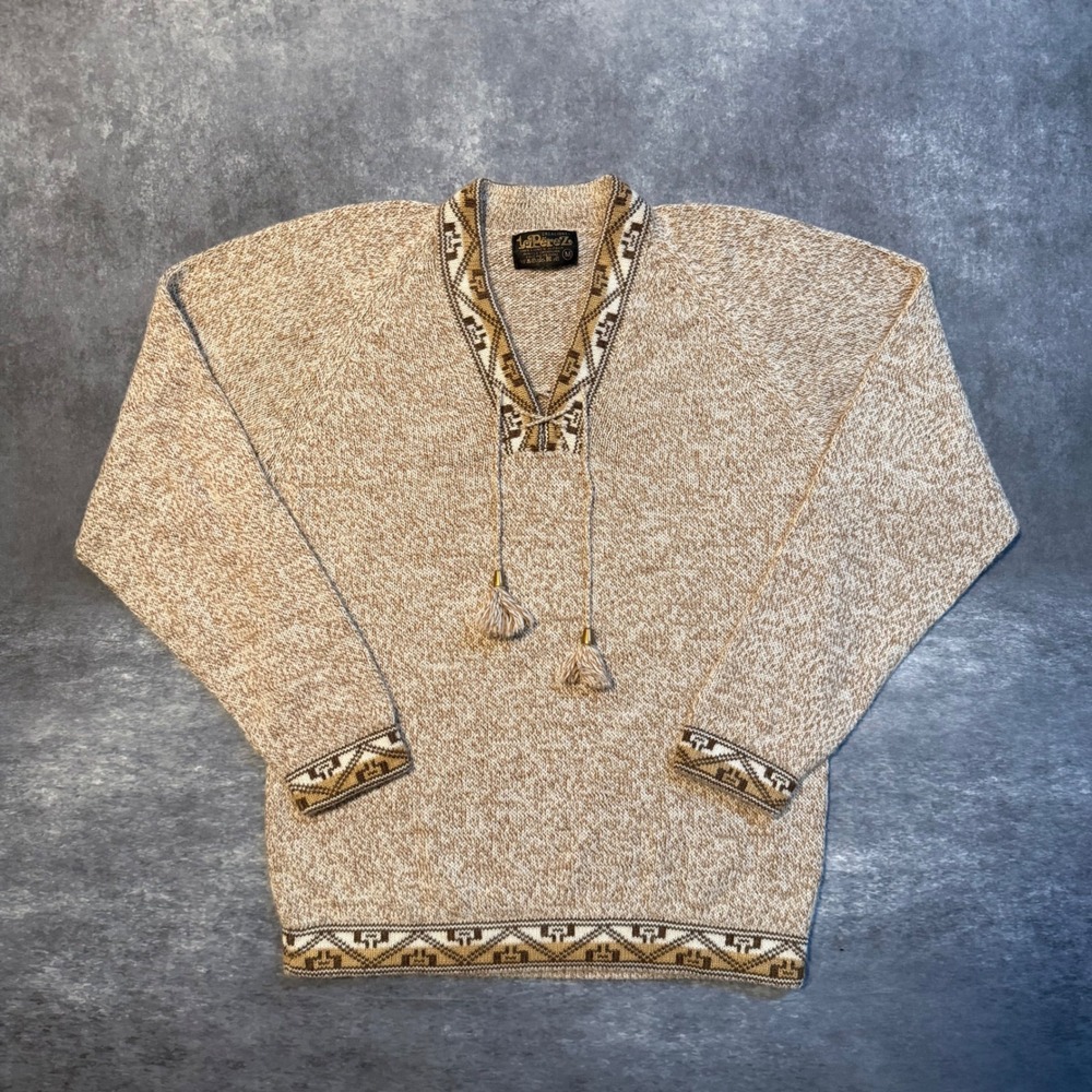 Vtg La Perez Baby Alpaca Sweater Mens M Peru Handmade Southwestern Geometric